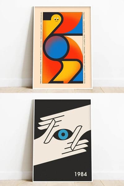 Minimalist Graphic Posters for 2022 and 1984