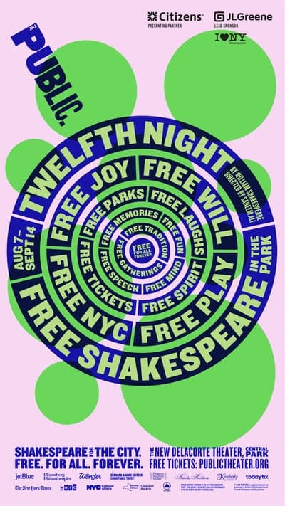 Twelfth Night Public Theater Event Poster