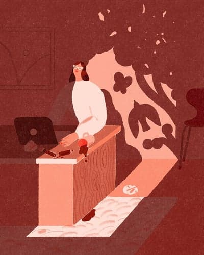 Daydreaming at the Office Desk Illustration