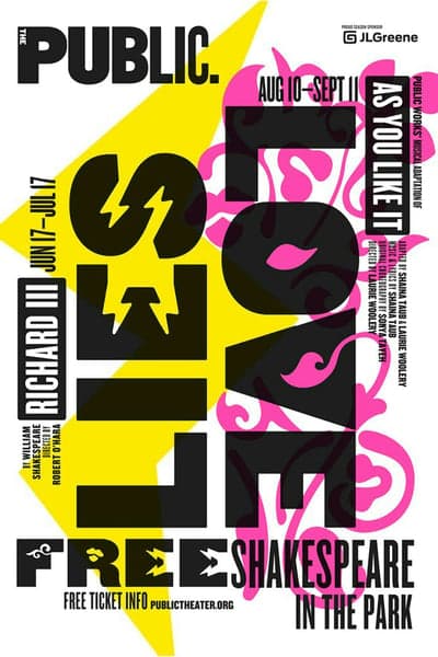 The Public Theater Free Shakespeare in the Park Poster