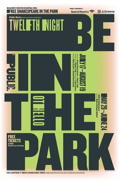 Free Shakespeare in the Park Typographic Poster