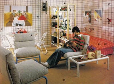 Retro 1970s Interior Design Catalog Scene