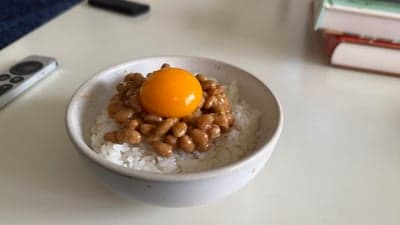 Japanese Natto and Egg Yolk Rice Bowl