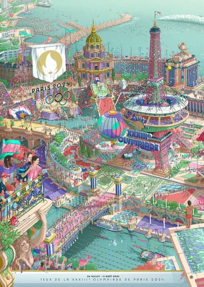 Official Paris 2024 Olympic Games Illustrated Poster