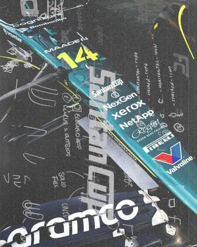Aston Martin F1 Technical Collage and Branding