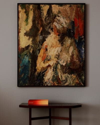 Abstract Impasto Art in Sophisticated Interior