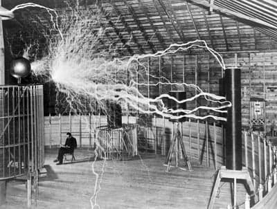 Nikola Tesla in his Colorado Springs Laboratory