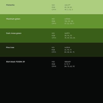 Forest Green Gradient Color Palette