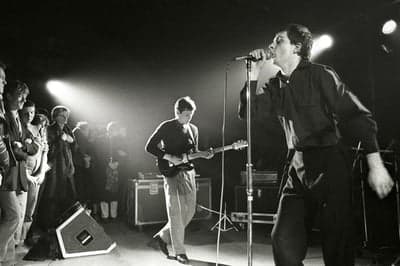 Post-Punk Band Live Performance in Black and White