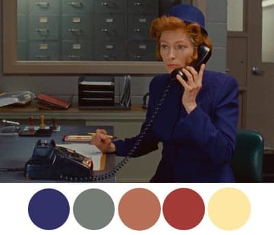 Cinematic Retro Office Scene with Tilda Swinton