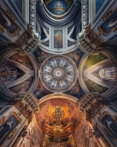Ornate Baroque Cathedral Ceiling and Dome