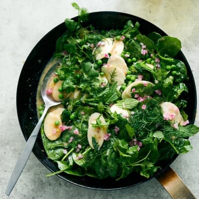Vibrant Green Vegetable and Herb Skillet