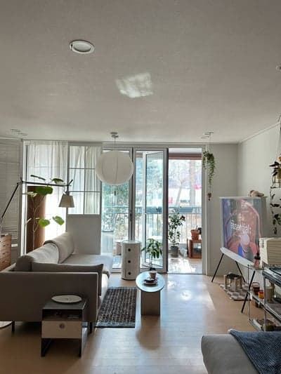 Bright Minimalist Living Room with Scandinavian Decor