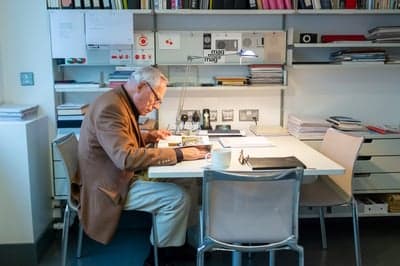 Dieter Rams Working in his Minimalist Studio