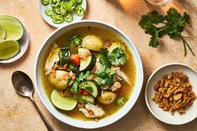 Fresh Chicken and Vegetable Soup Flat Lay