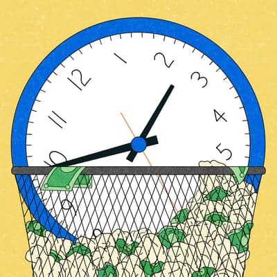 Time and Money in the Trash Illustration