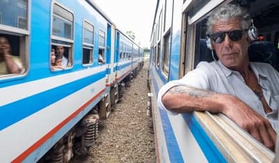 Anthony Bourdain Traveling by Train in Sri Lanka