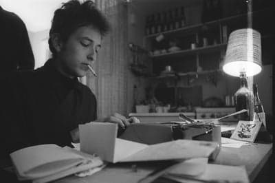 Bob Dylan Composing at a Typewriter