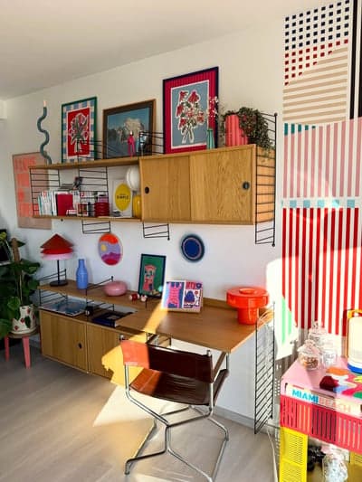 Vibrant Mid-Century Modern Home Office Workspace