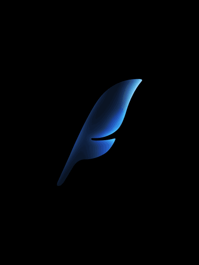 Glowing Minimalist Blue Feather Digital Art