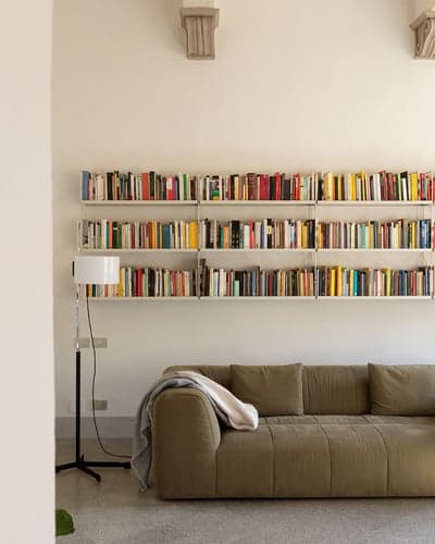 Minimalist Living Room with Extensive Bookshelf