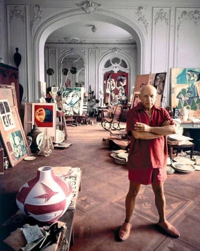 Pablo Picasso in His Studio at Villa La Californie
