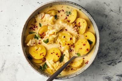 Creamy Saffron Fish and Potato Chowder