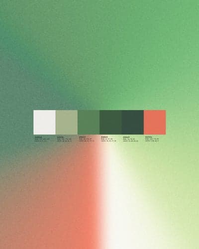 Grainy Green and Coral Abstract Gradient Palette