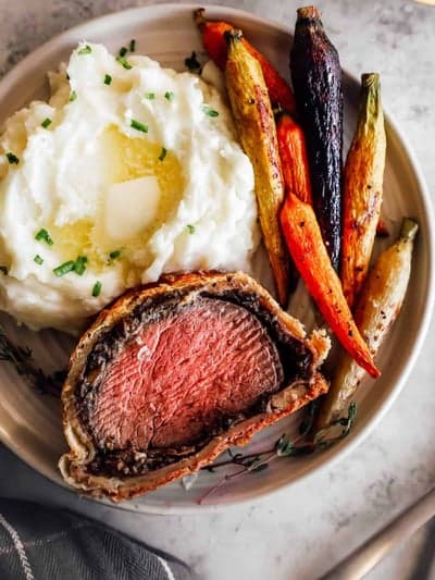 Gourmet Beef Wellington with Roasted Rainbow Carrots