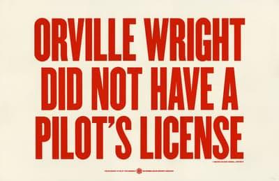 Orville Wright Pilot's License Typography Poster
