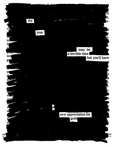 Blackout Poem: A New Appreciation for Goth