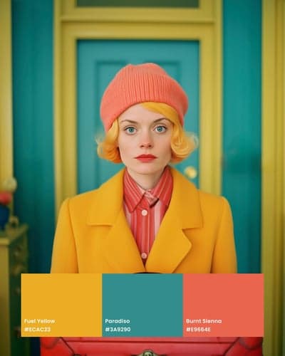 Vibrant Retro Portrait in Wes Anderson Style