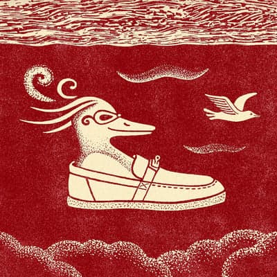 Surreal Duck in a Boat Shoe Illustration