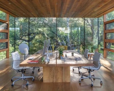 Modern Glass-Walled Forest Office