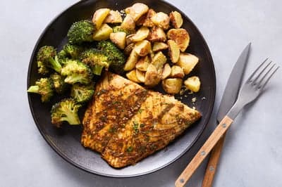 Roasted Fish with Broccoli and Potatoes