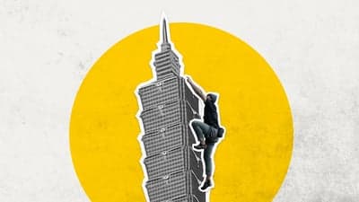 Urban Climber on Taipei 101 Collage Art